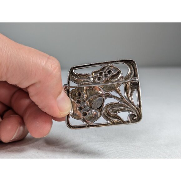 Vintage Danecraft Sterling Silver Poppy brooch, Square flower brooch gift for - Picture 5 of 8